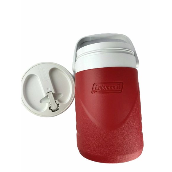 Coleman Brand Red / White Plastic Beverage Jug 0.5 Gallon (Half Gallon) - Picture 1 of 11